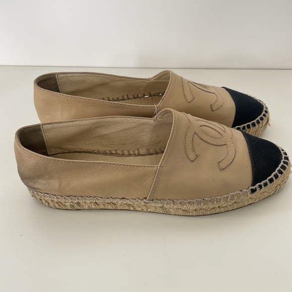 Chanel Espadrilles 14B Beige & black leather size 38 - Picture 4 of 12